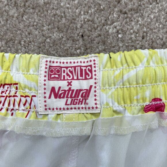 RSVLTS x Natural Light Swim Trunks Mens 3XL Beer Yellow Flamingo Lined Preppy - Picture 2 of 8
